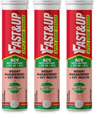 FAST&UP Apple Cider Vinegar Effervescent Tablets, ACV With Mother, Vitamin B6 & B12(3 x 15 Tablets)