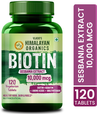 Vlado's Himalayan Organics Biotin 10000 mcg with Keratin, Amino Acids & Multivitamin - 120 Veg Tablets(120 Tablets)
