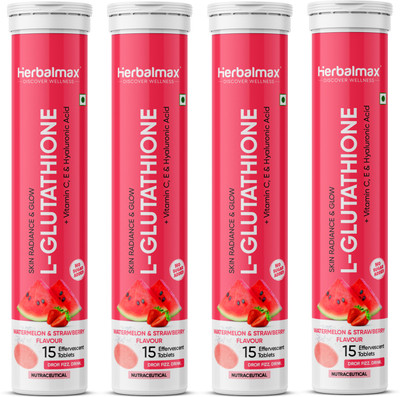 Herbal max Glutathione Skin Glow Effervescent Tablets with Vitamin C & E(4 x 15 Tablets)