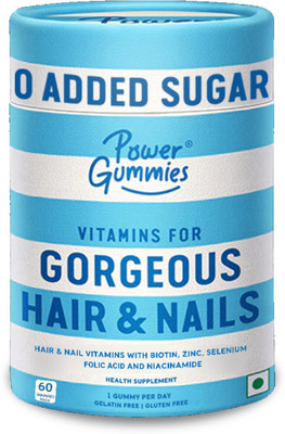 power gummies Gorgeous Hair and Nails 60 Gummies– Now with 0 Added Sugar & New Heart Shape(60 No)