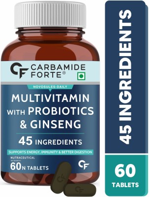 CARBAMIDE FORTE Multivitamin for Men & Women with Probiotics | Multivitamin Tablets(60 Tablets)