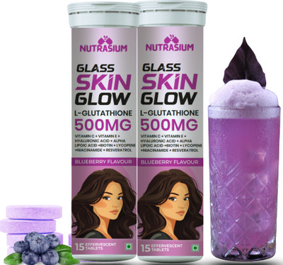 NUTRASIUM Glutathione 500 mg Resveratrol & Niacinamide For Glass Skin Glow | 30 Fizz Tab(2 x 15 Tablets)