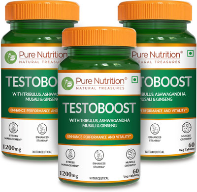 Pure Nutrition Testosterone booster for men for improved performance 60 Tablets - Pack Of 3(3 x 60 Tablets)