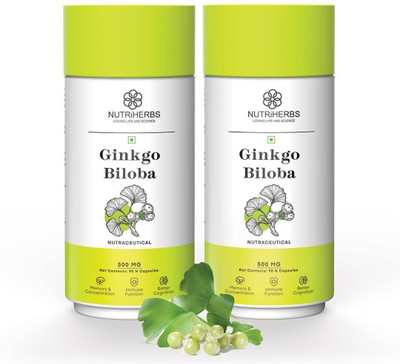 Nutriherbs Ginkgo Biloba - Supplement for Concentration, Mental Clarity & Stress Relief(2 x 90 Capsules)