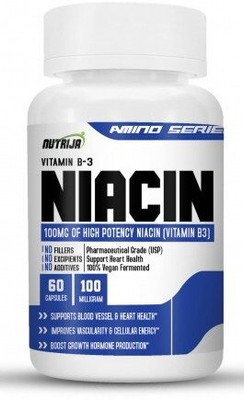 NutriJa Niacin 100mg Vitamin B-3 for Vascularity & Increase Cellular Energy- 60 Capsules(60 Capsules)