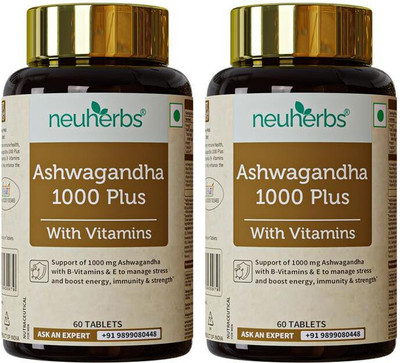 Neuherbs Ashwagandha 1000 Plus – Pure Herbs Extract for General wellness(2 x 60 Tablets)