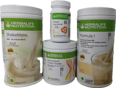 Herbalife Nutrition FORMULA1 VANILLA SHAKE SHAKEMATE &PROTEIN POWDER200GM & AFRESH LEMON(4 x 0.25 kg)