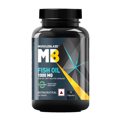 MUSCLEBLAZE Omega 3 Fish Oil 1000 mg with 180 mg EPA and 120 mg DHA(30 Capsules)