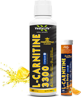VedixLife L-Carnitine Liquid 3300mg | L Carnitine L-Tartrate Supplement for Fat Loss(450 ml)