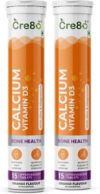 CRE8O CALCIUM VITAMIN-D3 to Orange Flavor SUPPORTS Flexibility & Strength(2 x 15 Tablets)
