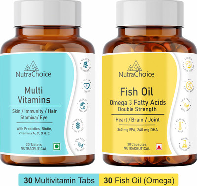 NutraChoice Multivitamin & Omega 3 Fish Oil Double Strength Combo (30N Tabs + 30N Caps)(2 x 30 Tablets)