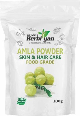 Natural's Herbiyan Pure Organic Amla Powder For Skin | Drink | Eating | Hair Growth | Strong Hair(100 g)