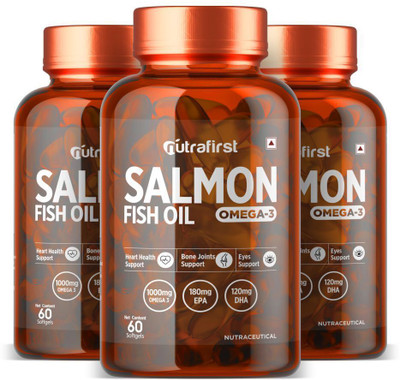 NutraFirst Omega 3 Salmon Fish Oil Capsule 1000mg For Men and Women(3 x 60 Tablets)
