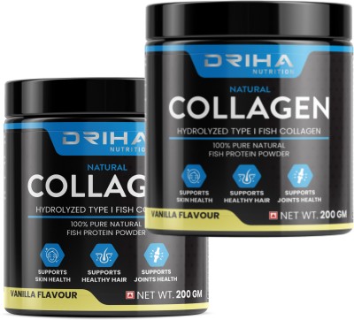 Driha Nutrition Vanilla Flavour Natural Collagen powder/Supplement for Men Women (400 g)(2 x 200 g)