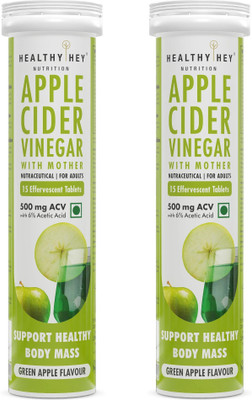 HealthyHey Nutrition Apple Cider Vinegar with Mother Effervescent Tablets Pack of 2(2 x 15 Tablets)