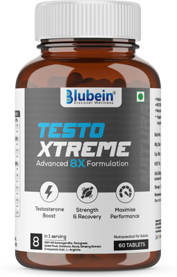 Blubein Testo Xtreme with KSM-66 Ashwagandha for Strength & Stamina(60 Tablets)