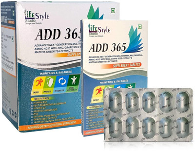 LIFE STYLE STUDIO ADD 365 Advanced Next Generation ,Supplement Tablets Energy, Immunity Pack of 3(3 x 10 No)