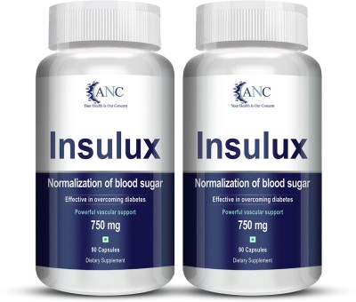 ANC Herbal Insulux Gymnema Sylvestre for Diabetes Control 750mg Pack of 2(2 x 90 Tablets)