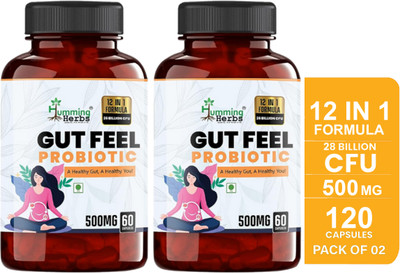 Humming Herbs Gut Feel Probiotic - Digestive & Immune Support, Daily Gut Health Supplement(2 x 60 Capsules)