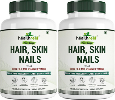 healthreef Plant-Based Hair, Skin, Nails Supplement to Promote Natural Beauty and Vitality(2 x 60 Capsules)