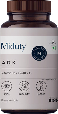 Miduty Vitamin ADK - A D3 K2 - Eyes, Immunity, Weak Bones, Arthritis - Fat soluble(60 Capsules)