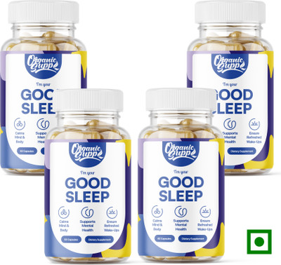 OrganicSupp Deep Sleep Support Ayurvedic Sleep Aid with Ashwagandha, Brahmi & Chamomile(4 x 60 Capsules)