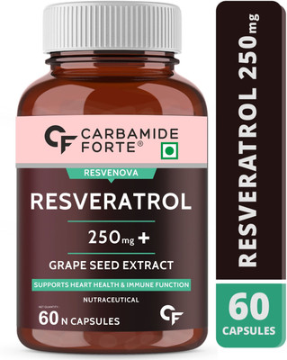 CARBAMIDE FORTE Resveratrol Supplement 250mg with Grape Seed Extract | Heart Health Supplements(110 g)