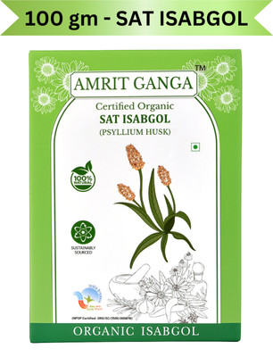 AMRIT GANGA Sat Isabgol | Certified Organic Psyllium Husk | Natural Fiber Supplement(100 g)