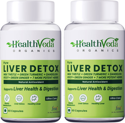 Health Veda Organics Plant Based Liver Detox(2 x 60 Capsules)