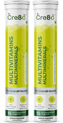 CRE8O Multivitamins & Minerals to Lemon Flavour With Build immunity And Stamina(2 x 15 Tablets)