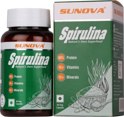 SUNOVA Spirulina Capsules - Superfood ,Multivitamins with Protein(3 x 60 Capsules)