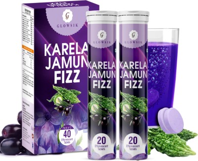 G GLOWSIK Karela Jamun Diabetic Care Fizz 40 Effervescent Tablet | Control Diabetes ,Sugar(40 Tablets)