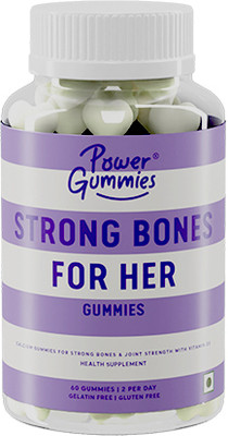 power gummies Strong Bones for Her-Vitamin D3 & Calcium with Strawberry Flavour-60 gummies(60 No)