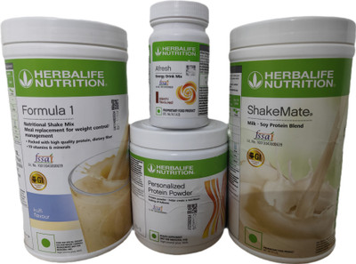 Herbalife Nutrition FORMULA1 KULFI SHAKE SHAKEMATE &PROTEIN POWDER200GM & AFRESH ELAICHI(4 x 0.25 kg)