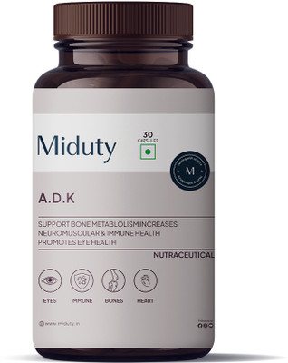 Miduty Vitamin ADK - A D3 K2 - Eyes, Immunity, Weak Bones, Arthritis - Fat soluble(30 Capsules)