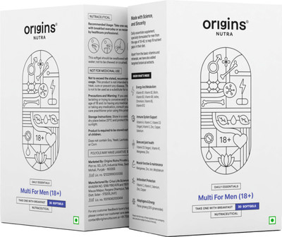 Origins Nutra Multivitamin for Men18+ Boosts Energy and Metabolism, Immune Support Pack of 2(2 x 30 Capsules)