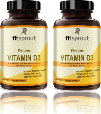 Fitsprout Plant Based Vitamin D3 K2 MK7 Supplement Veg (D274)(2 x 60 Tablets)