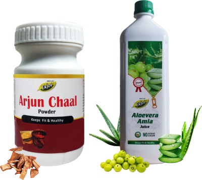 Ekjot Arjun Chal Powder (100g) + Aloe Vera Amla Juice (1000ml) | Combo Pack(2 No)