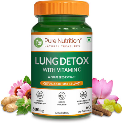 Pure Nutrition Lung Detox with Nettle & Vasaka Leaf for Cleansing Lungs & Immune Defence(60 Capsules)