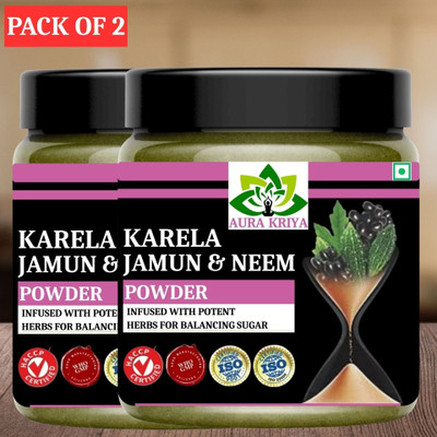 Aura Kriya Neem Karela Jamun Powder - For Maintaining Blood Sugar Level | Neem Karela Jamun(2 x 100 g)