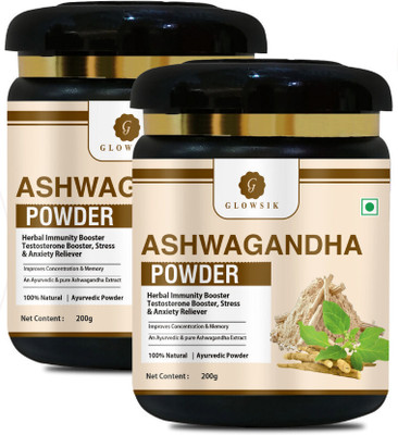 G GLOWSIK Organic Ashwagandha Powder |For Stress Relief | Improves Concentration & Memory(400 g)