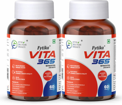 FYTIKA HEALTHCARE PRODUCTS Vita 365 Multivitamin with Probiotics | Supports Immunity & Gut Health(2 x 60)