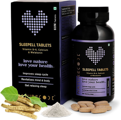 Nature Code Sleepell Melatonin Sleeping Pills Deep Sleep Supplement For Healthy Sleep Cycle(60 Tablets)