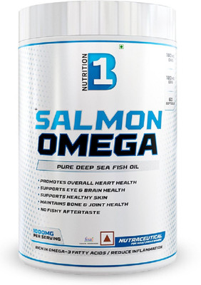 B1 NUTRITION Salmon Omega 3 Fish Oil with EPA (120mg) & DHA (180mg) | Muscle Recover & Growth(60 Tablets)