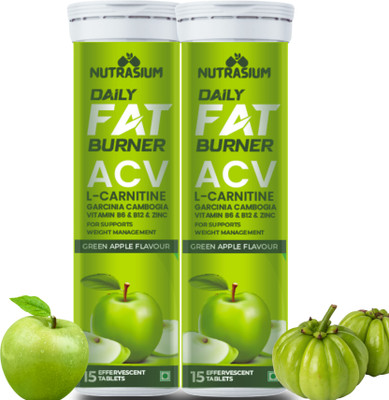 NUTRASIUM Daily Fat Burner, L-Carnitine, ACV, Garcinia Combogia, Turn Fat Into Energy(2 x 15 Tablets)
