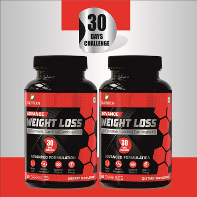 DNUTRIXN Advance Weight Loss Capsules |30 Days Challenge| L-Carnitine, Garcinia & Green Tea(2 x 60 Capsules)