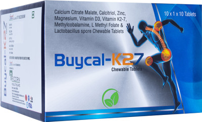 MECORN BUYCAL K27 Calcium Supplement with D3 & B12, Chewable Mint Flevour, 150 Tablets(15 x 66.67 mg)