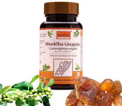 AYURLEAF HERBALS Shuddha Guggulu Capsules | Natural Weight & Cholesterol | Supports Stress Relief(120 Capsules)