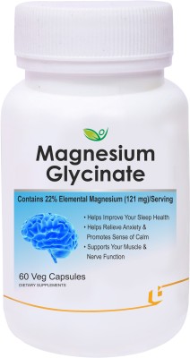 BIOTREX NUTRACEUTICALS Magnesium Glycinate High Absorption 121mg Elemental Magnesium - 60 Veg Capsules(60 x 1 No)