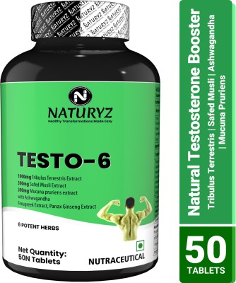 NATURYZ Testo-6 Plant Natural Testosterone Booster for Men with Tribulus & Ashwagandha(50 Tablets)